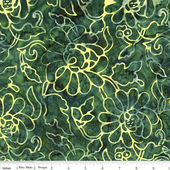 Expressions Batiks Tradewinds Rolie Polie, Riley Blake RP-23288-40, 2.5" Precut Green Blue Brown Tropical Batik Fabric Strips