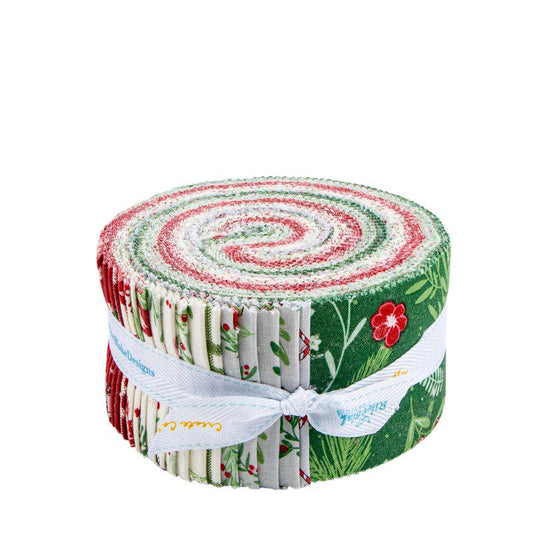 Mistletoe and Holly 2.5" Rolie Polie, Riley Blake RP-16400-40, 2.5" Precut Red Green Christmas Fabric Strips, Beverly McCullough