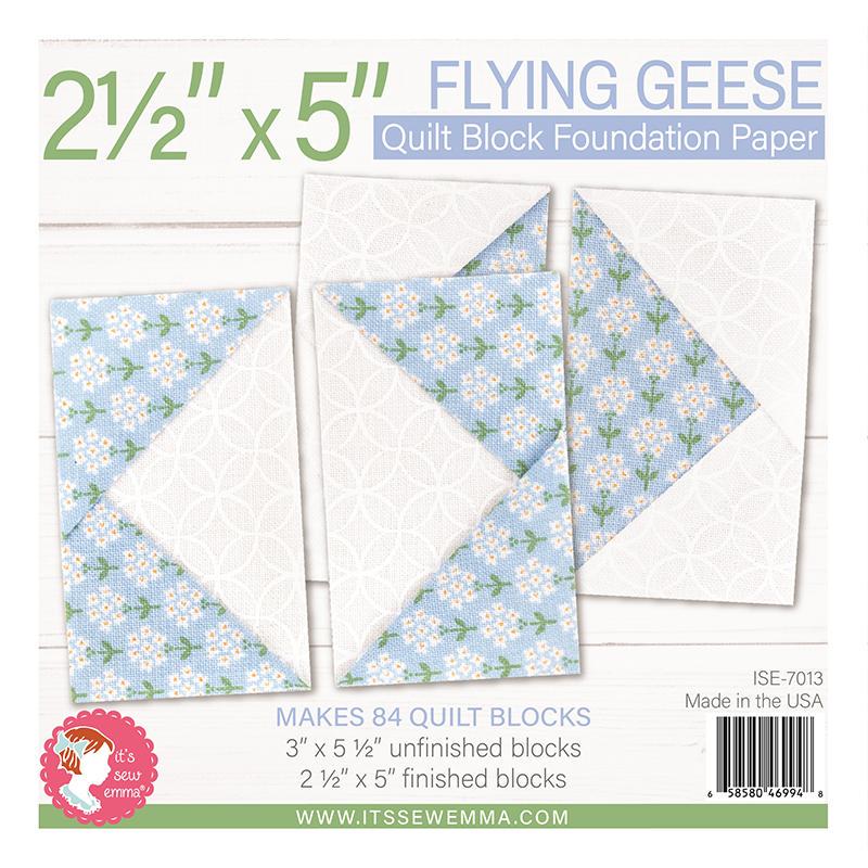 Flying Geese 2.5" x 5" Foundation Papers, It's Sew Emma ISE7013, Scrap Friendly Flying Geese Foundation Piecing Papers