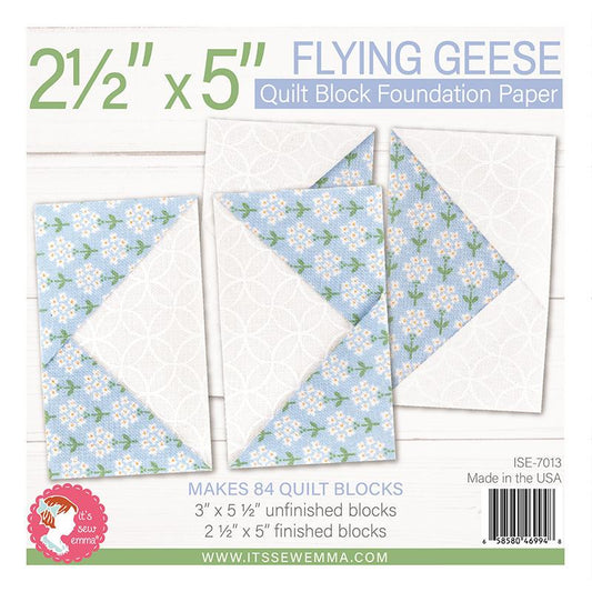 Flying Geese 2.5" x 5" Foundation Papers, It's Sew Emma ISE7013, Scrap Friendly Flying Geese Foundation Piecing Papers