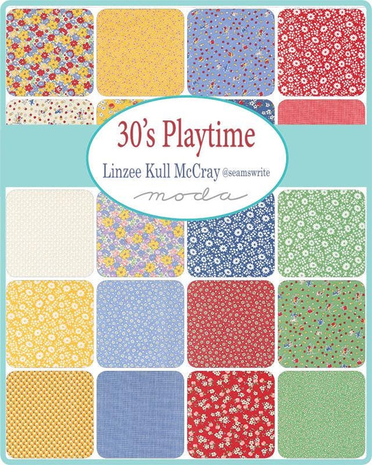 30s Playtime Charm Pack 2025, Moda 23370PP, 5" Precut Retro 1930s Floral Charm Pack Fabric Squares, Linzee Kull McCray