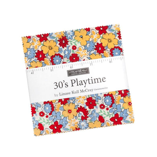 30s Playtime Charm Pack 2025, Moda 23370PP, 5" Precut Retro 1930s Floral Charm Pack Fabric Squares, Linzee Kull McCray
