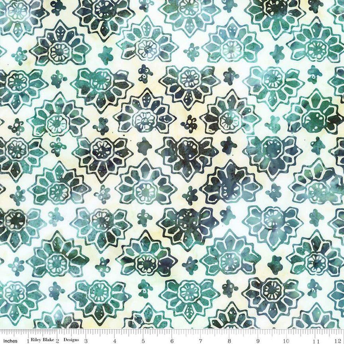Expressions Batiks Kalinda Rolie Polie, Riley Blake RP-23487-40, 2.5" Precut Green Blue Brown Rust Tropical Batik Fabric Strips, Pat Fryer