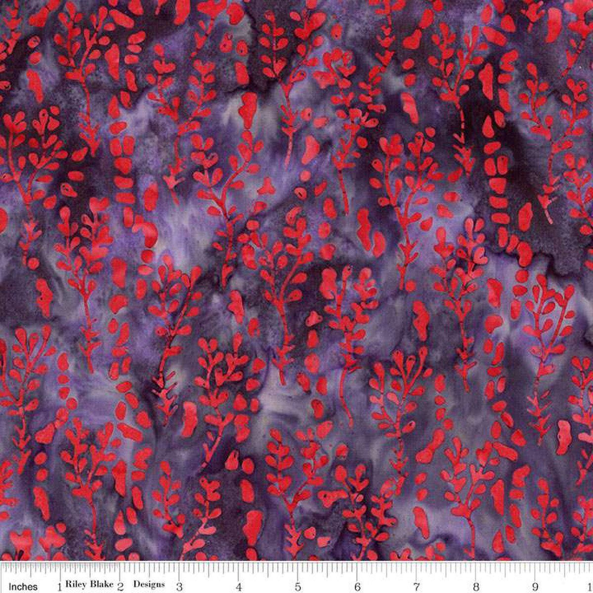 Expressions Batiks Seaside Sunset Rolie Polie, Riley Blake RP-23555-40, 2.5" Precut Purple Red Gold Teal Floral Batik Fabric Strips