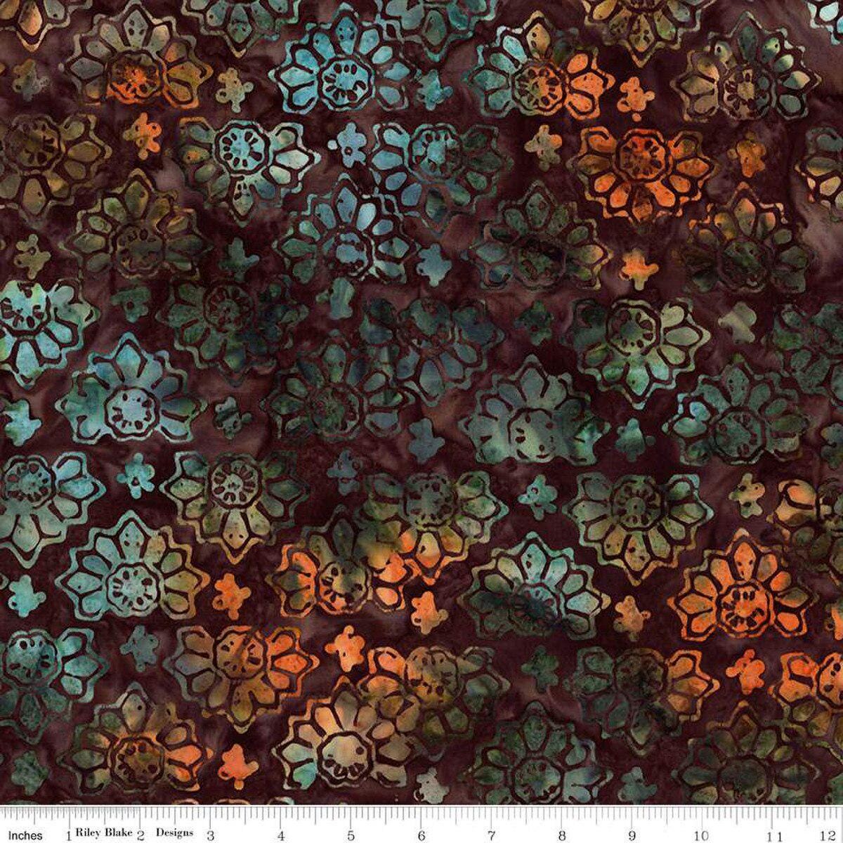 Expressions Batik Kalinda 5" Stacker, Riley Blake 5-23487-42, 10" Precut Tropical Floral Batik Fabric Squares