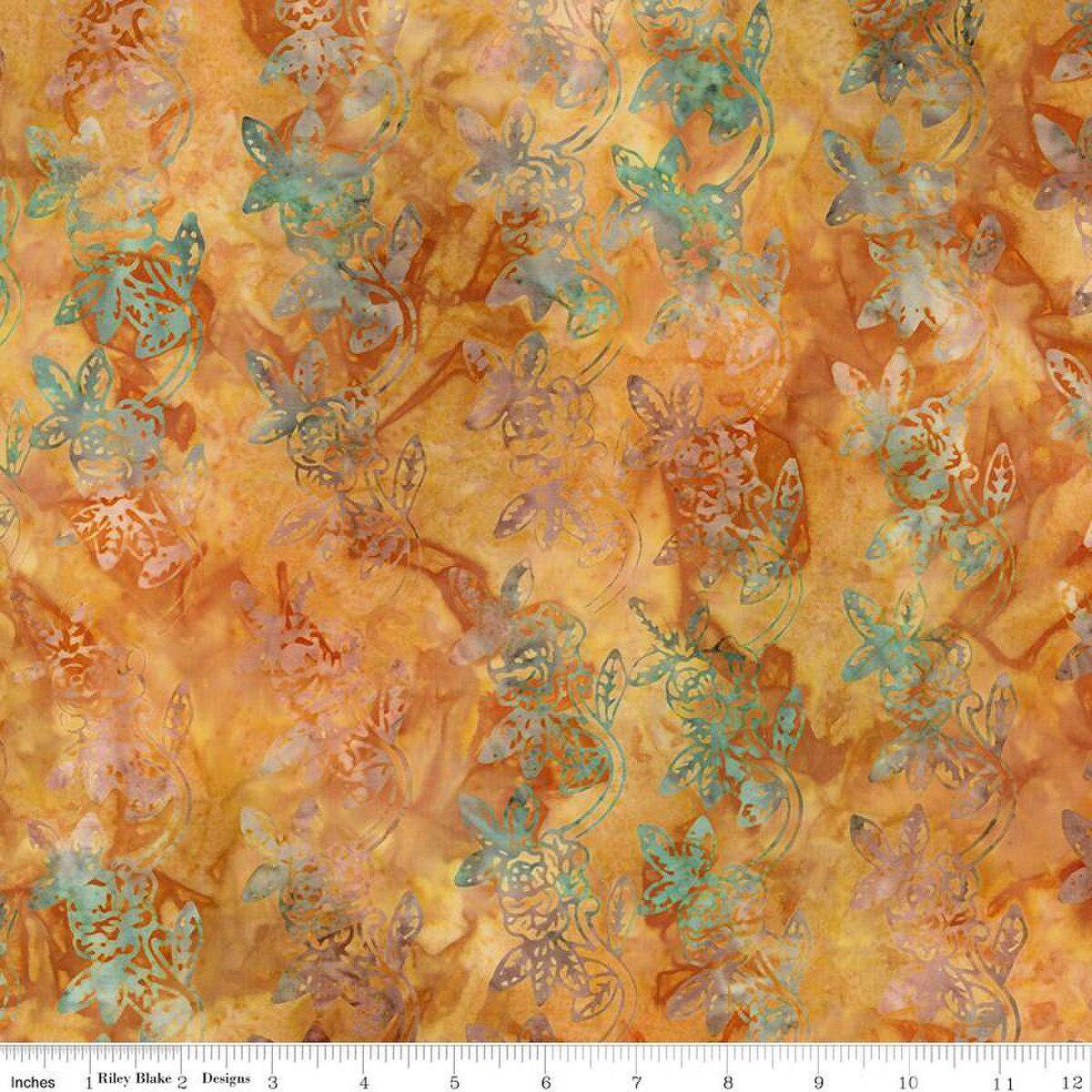 Expressions Batik Kalinda 5" Stacker, Riley Blake 5-23487-42, 10" Precut Tropical Floral Batik Fabric Squares
