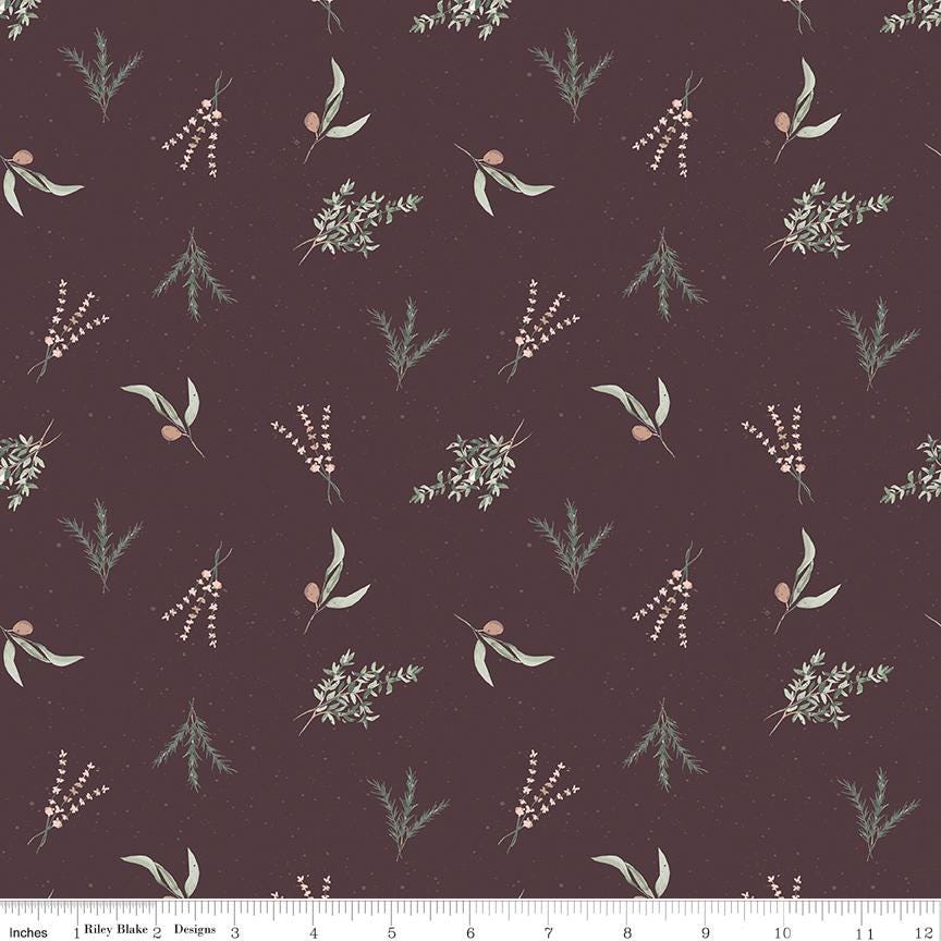 Olive Grove 5" Stacker, Riley Blake 5-16630-42, 5" Precut Autumn Fall Burgundy Blue Rust Green Floral Fabric Squares, Amber Elliot