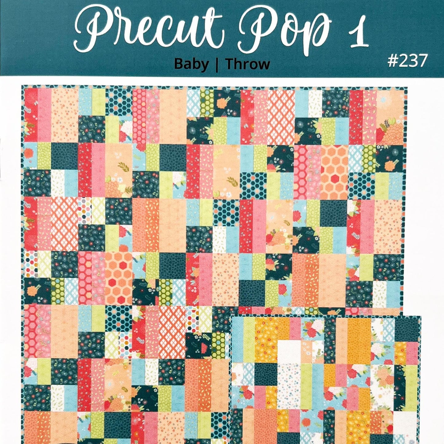 Precut Pop 1 Quilt Pattern, Catching Stitches CST237, Jelly Roll Strips Layer Cake Squares Friendly Easy Baby Throw Quilt Pattern, Anguiano