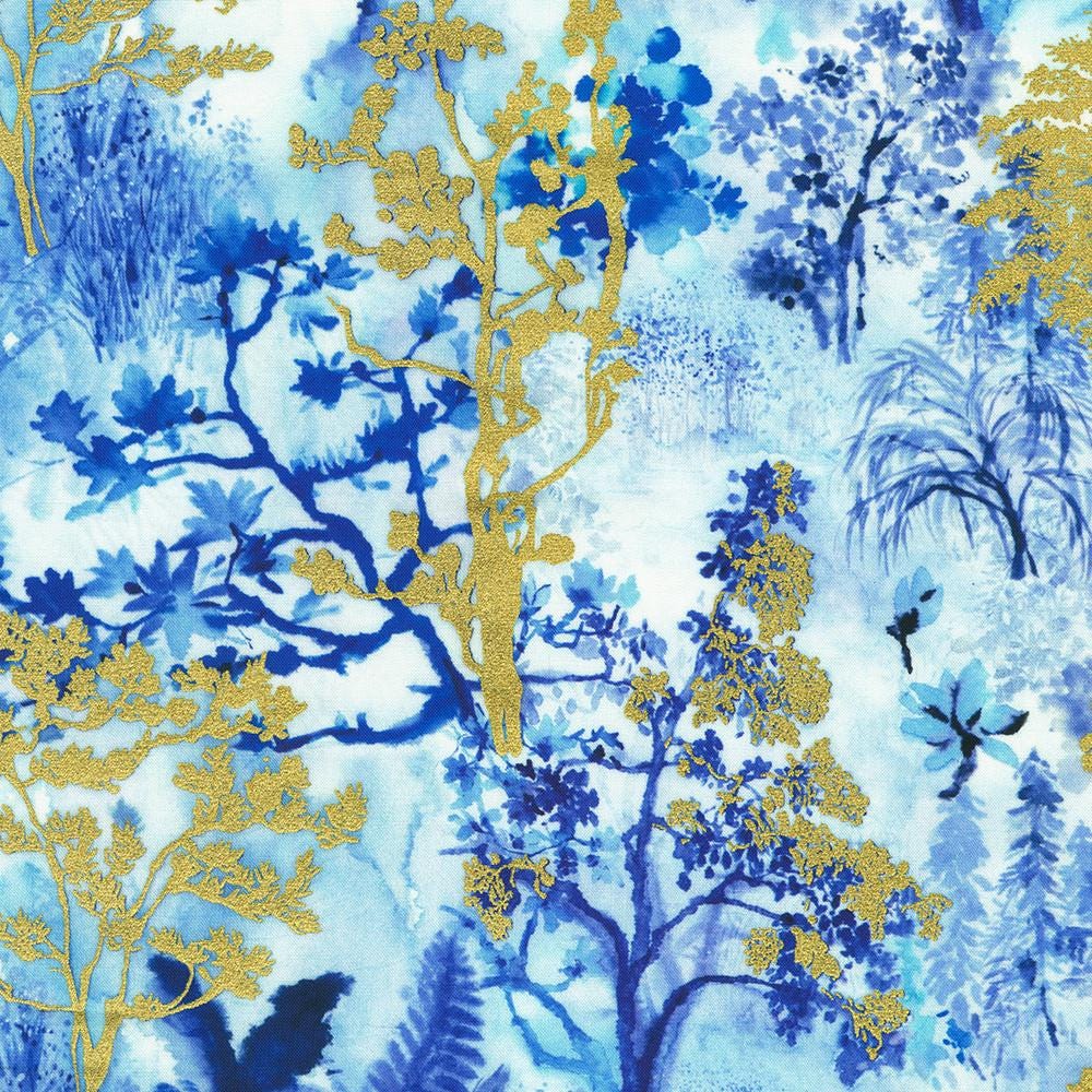 Cobalt Bliss 5" Charm Squares, Robert Kaufman CHS-1331-42, 5" Precut Kitty Cats Cat Lover Floral Charm Pack Fabric Squares, Naharana