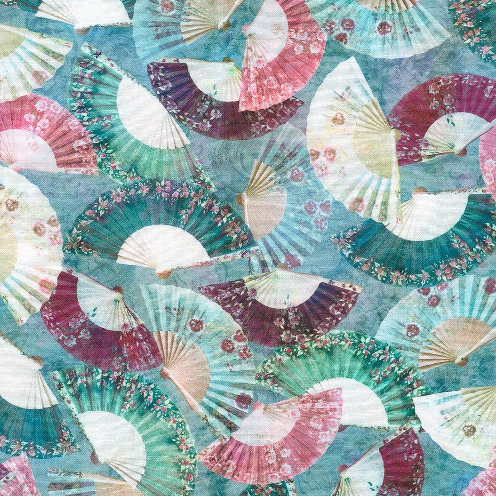 Serene Dream 10" Fabric Squares, Robert Kaufman TEN-1412-42, Pink Green Blue Purple Asian Japanese Inspired 10" Precut Fabric Squares