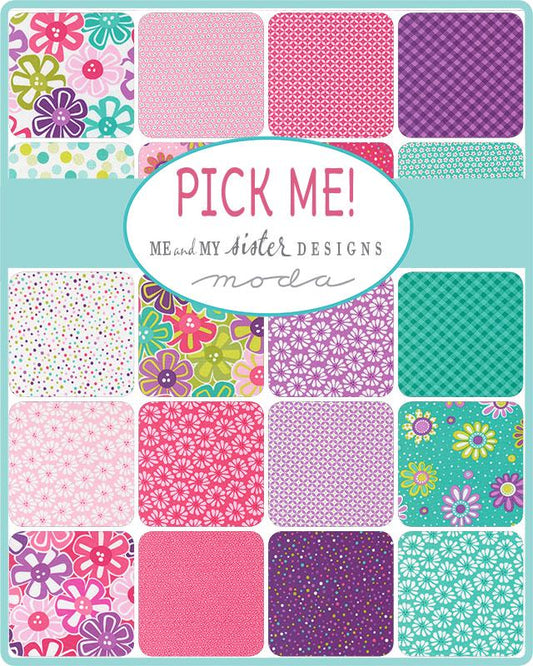 On the Bright Side 5" Charm Pack, Moda 22490PP, Spring Floral Yellow Green Purple Blue 5" Precut Fabric Squares, Me and My Sister