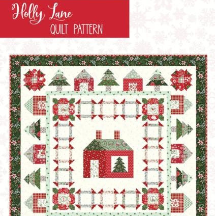 Holly Lane Quilt Pattern, Flamingo Toes FT8504, 24 Fat Quarter FQ Friendly Christmas Xmas Village Throw Quilt Pattern, Beverly McCullough