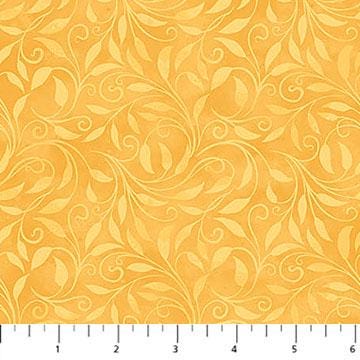 Nativity - Yellow Tonal Swirling Leaves Fabric, Northcott 28226-52, Yellow Tonal Leaf Scroll Swirl Blender Fabric, McGarrigle, By the Yard