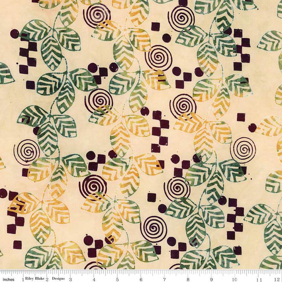 Expressions Batiks Kalinda Rolie Polie, Riley Blake RP-23487-40, 2.5" Precut Green Blue Brown Rust Tropical Batik Fabric Strips, Pat Fryer