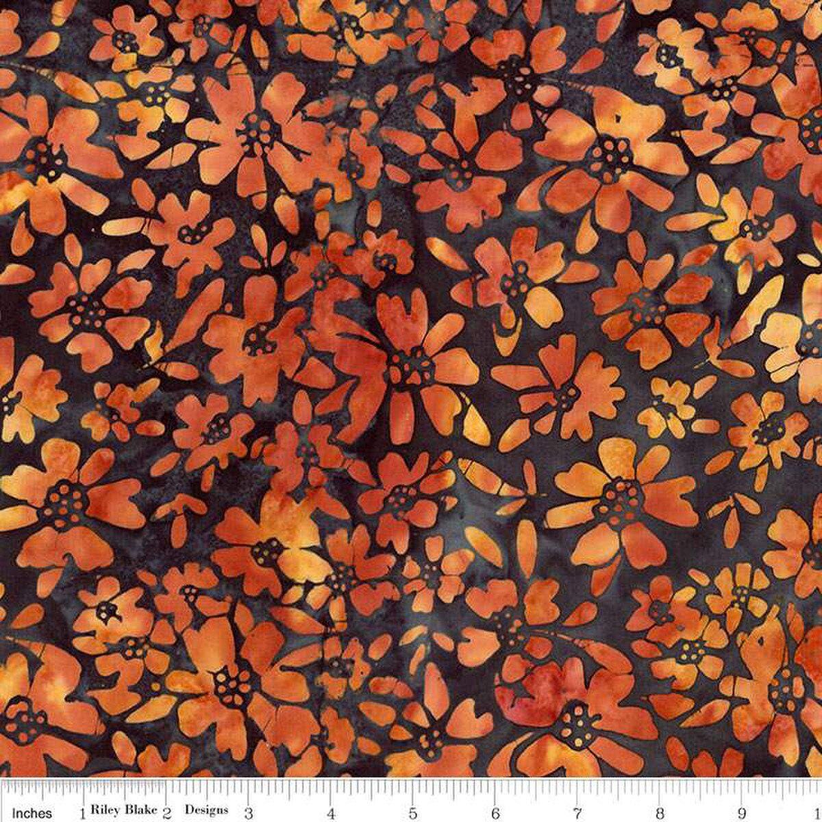 Expressions Batiks Seaside Sunset 10" Stacker, Riley Blake 10-23355-42, 10" Precut Jewel Tones Floral Batik Fabric Squares