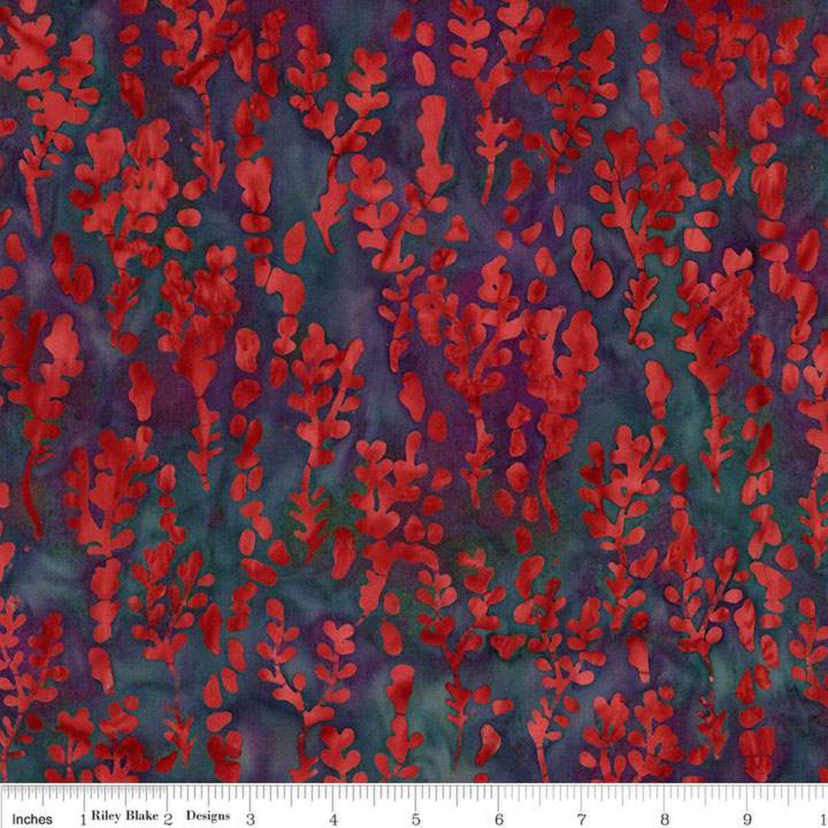 Expressions Batiks Seaside Sunset 10" Stacker, Riley Blake 10-23355-42, 10" Precut Jewel Tones Floral Batik Fabric Squares