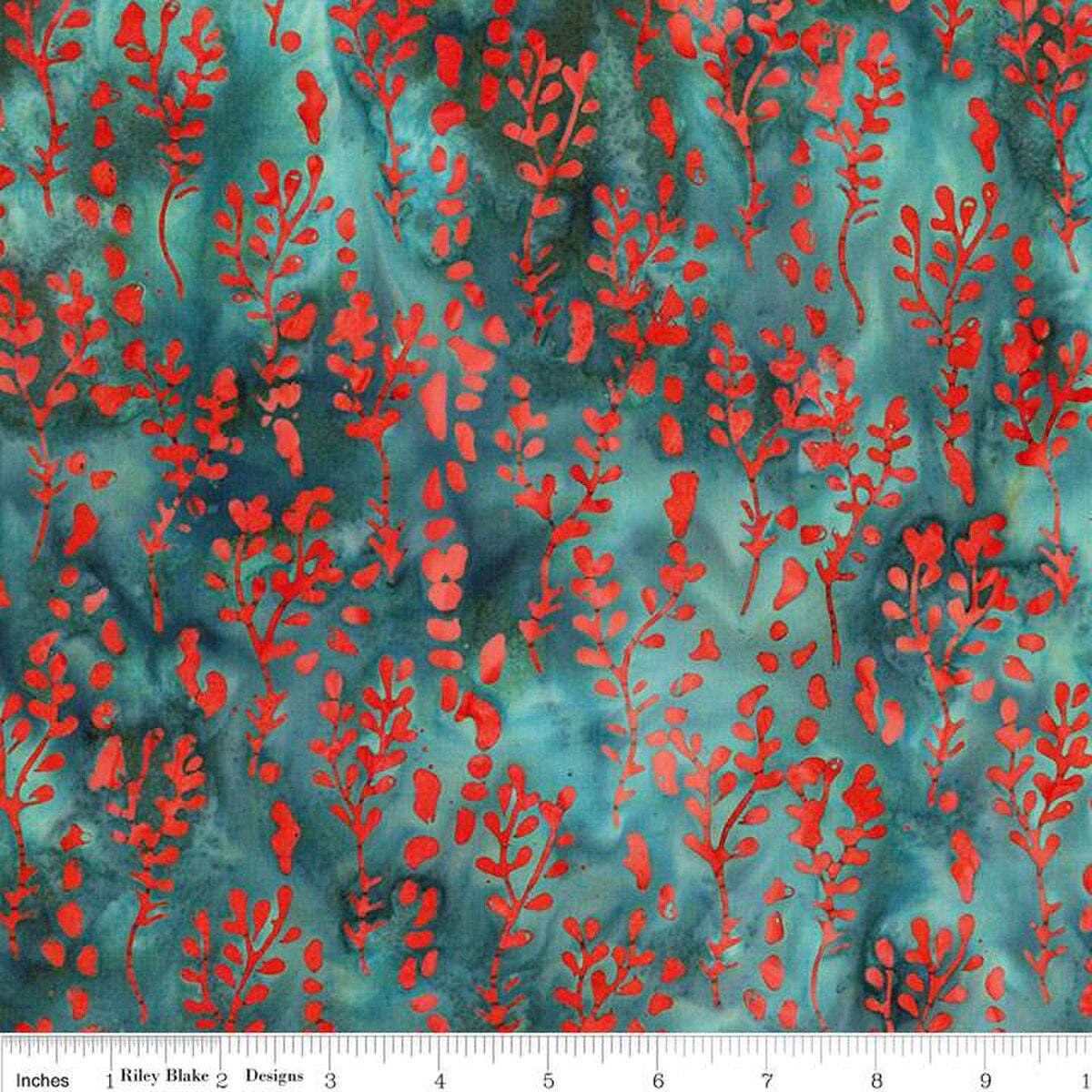 Expressions Batiks Seaside Sunset 5" Stacker, Riley Blake 5-23355-42, 5" Precut Jewel Tones Floral Batik Fabric Squares