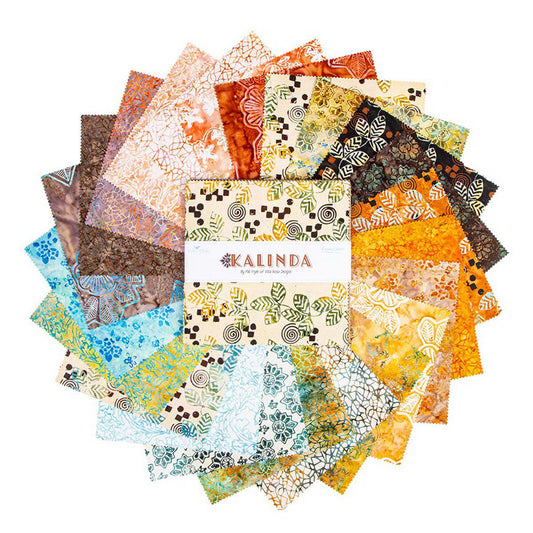Expressions Batik Kalinda 10" Stacker, Riley Blake 10-23487-42, 10" Precut Tropical Floral Batik Fabric Squares
