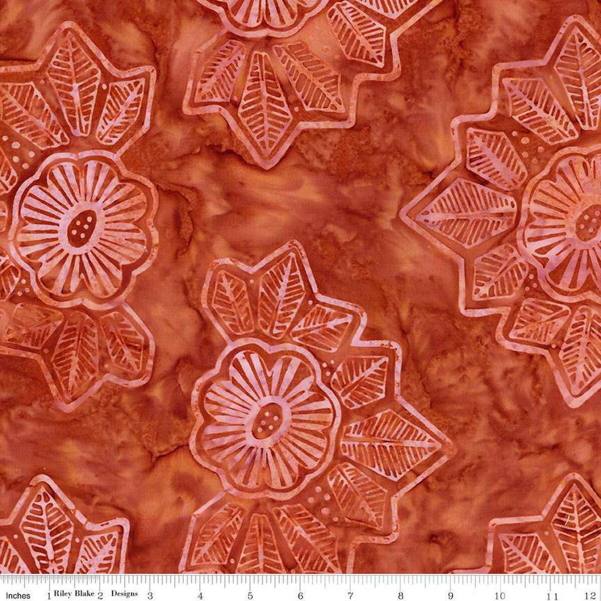 Expressions Batik Kalinda 5" Stacker, Riley Blake 5-23487-42, 10" Precut Tropical Floral Batik Fabric Squares