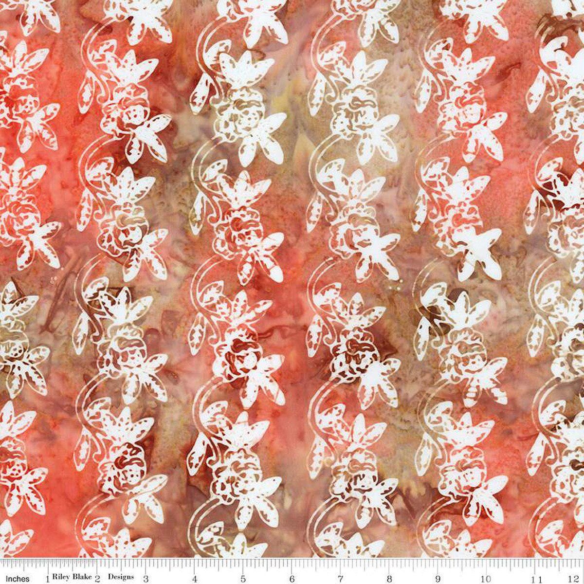Expressions Batik Kalinda 5" Stacker, Riley Blake 5-23487-42, 10" Precut Tropical Floral Batik Fabric Squares