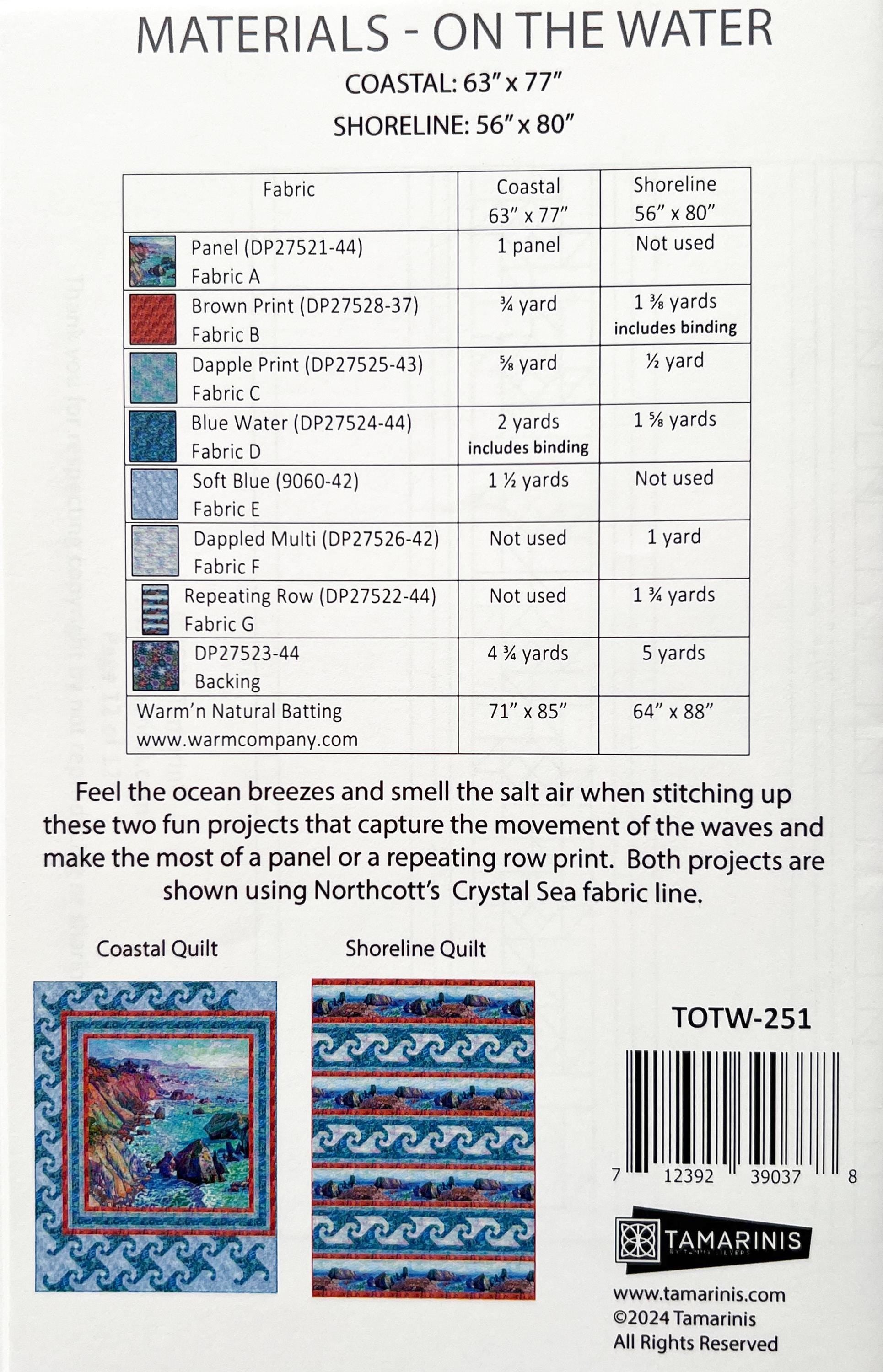 On the Water Panel Frame Quilt Pattern, Tamarinis TOTW251 PTN3351, Snails Trail Large Panel Frame Pattern, Border Print Pattern