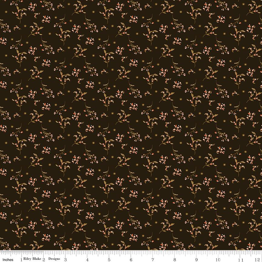 Morning Latte 5" Stacker, Riley Blake 5-16920-42, 5" Precut Pink Blue Brown Rust Autumn Fall Floral Fabric Squares, Sandy Gervais