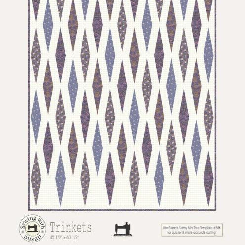 Trinkets Quilt Pattern, Suzn Quilts SUZ373, Yardage Friendly Diamonds Throw Quilt Pattern