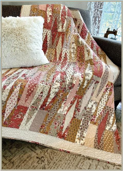 Radiant Romance Quilt Pattern, Suzn Quilts SUZ372, Fat Quarter FQ Friendly Diamonds Throw Quilt Pattern