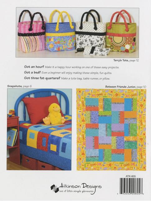 Happy Hour Quilt Pattern Book, Atkinson ATK605, Beginner Friendly Tote Bag Pillow Cover Table Runner Quilts Project Book