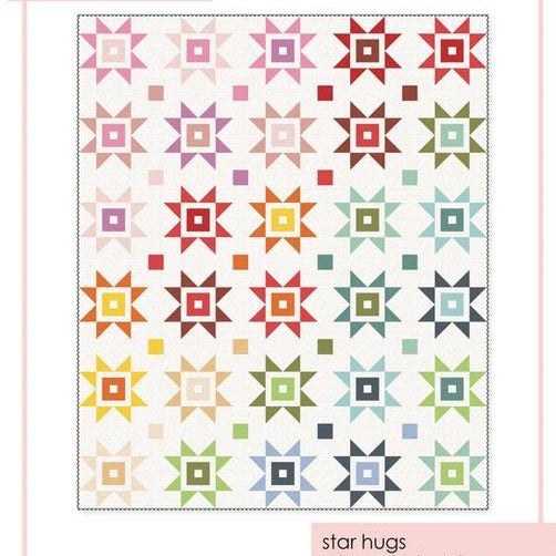 Star Hugs Quilt Pattern, Poppie Cotton PC1982, Fat Quarter FQ Friendly Stars Throw Quilt Pattern