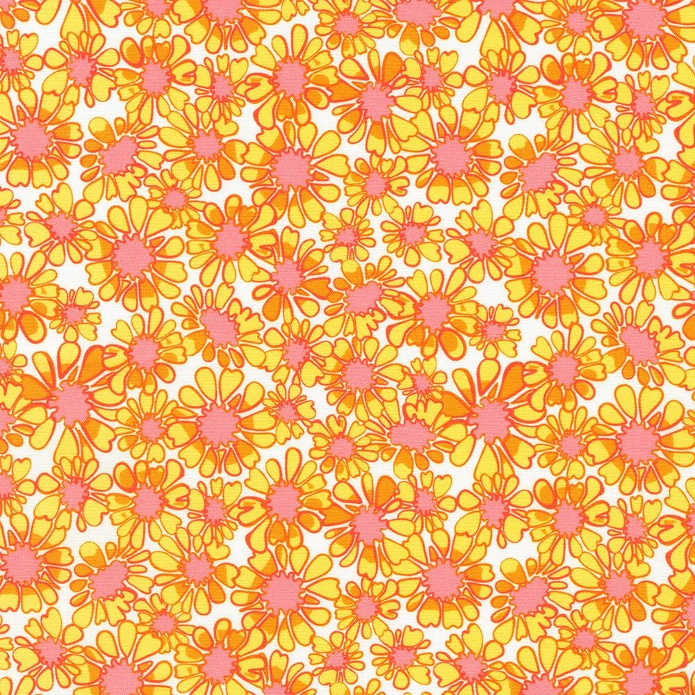 Sunflower Sonata 10" Squares, Robert Kaufman TEN-1413-42, Bright Colorful Digitally Printed Floral 10" Precut Fabric Squares, Lola Bek
