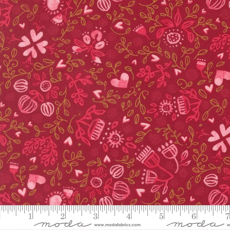 Darling Peony 5" Charm Pack, Moda 48790PP, 5" Precut Pink Red Cream Valentine Wedding Hearts Homes Quilt Fabric Squares, Robin Pickens