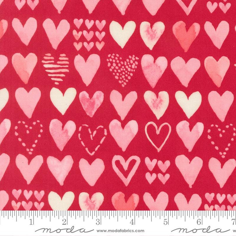 Darling Peony 5" Charm Pack, Moda 48790PP, 5" Precut Pink Red Cream Valentine Wedding Hearts Homes Quilt Fabric Squares, Robin Pickens