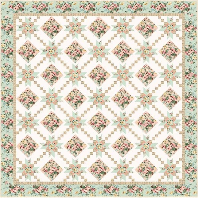 Lavish Quilt Pattern, Material Girlfriends MG120, Yardage Friendly Stars Baby Wall Twin Full King Bed Quilt Pattern