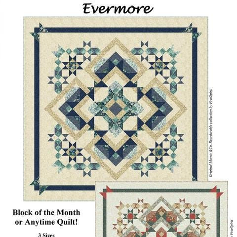 Evermore BOM Quilt Pattern, Quilt Moments QM167, Yardage Friendly Square King Bed Quilt Pattern, Block of the Month Quilt Pattern