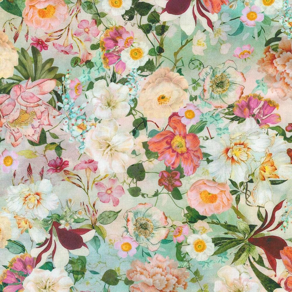 Serene Dream 10" Fabric Squares, Robert Kaufman TEN-1412-42, Pink Green Blue Purple Asian Japanese Inspired 10" Precut Fabric Squares