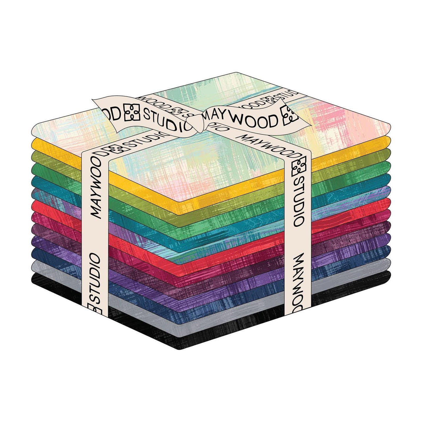 Colorfield Jewel Tones 13 Piece Fat Quarter Bundle, Maywood Studio FQ-MASCOLF-JEWEL, 18 x 22 Multicolored Abstract Brush Print Fabric Cuts