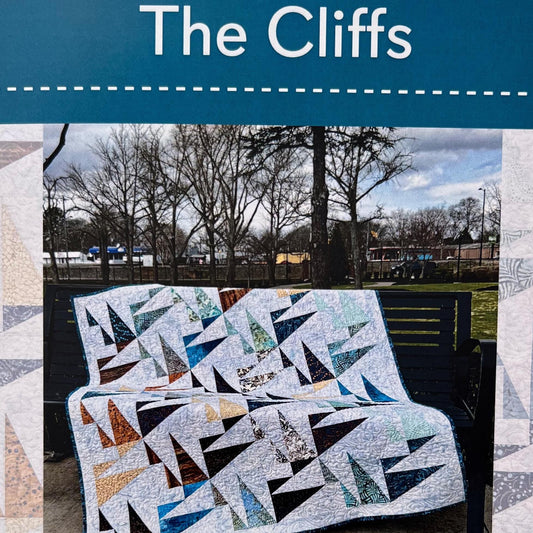 The Cliffs Quilt Pattern, Stitched in Purple SIP107, F8 FQ Fat Eighths Quarters Friendly Modern Contemporary Lap Throw Quilt Pattern