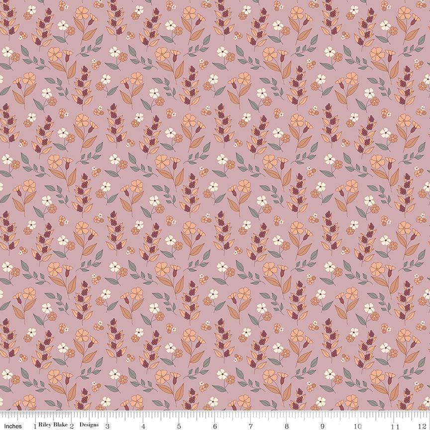 Evening on the Prairie 10" Stacker, Riley Blake 10-16740-42, 10" Precut Dusty Purple Pink Tan Fall Floral Fabric Squares, Melissa Gilbert