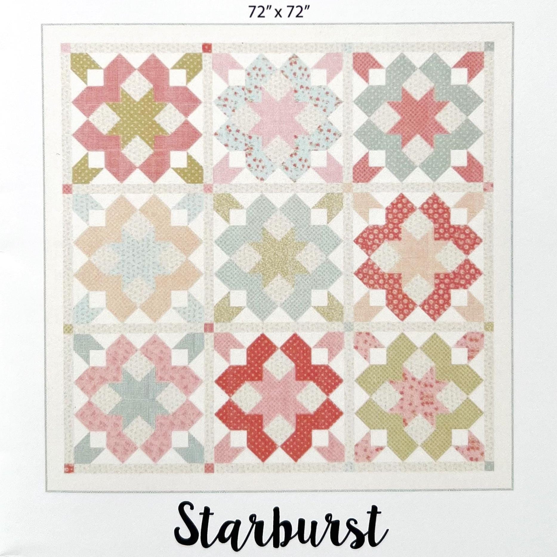 Starburst Quilt Pattern, My Sew Quilty Life MSQL183, Yardage Friendly Stars Square Throw Quilt Pattern