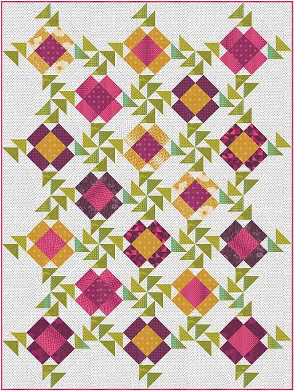 Morning Glory Quilt Pattern, V and Co VC1292, Yardage Friendly Ombre Flowers Quilt Pattern, Vanessa Christenson