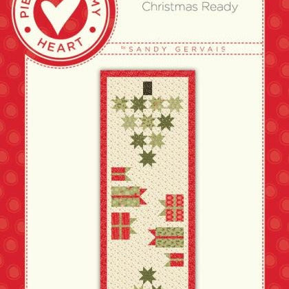 Christmas Ready Table Runner Quilt Pattern, Pieces From My Heart PM826, Yardage Friendly Christmas Xmas Trees Gifts Table Runner, Gervais