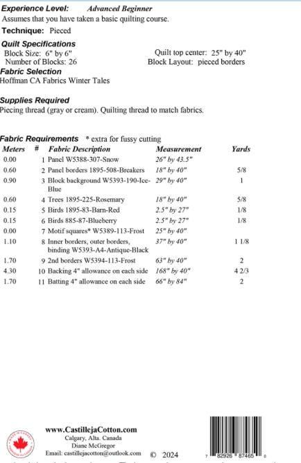 Deer and Friends Panel Frame Quilt Pattern, Castilleja Cotton CJC-5942-1, Fabric Panel Friendly Xmas Pine Trees Frame Quilt Pattern
