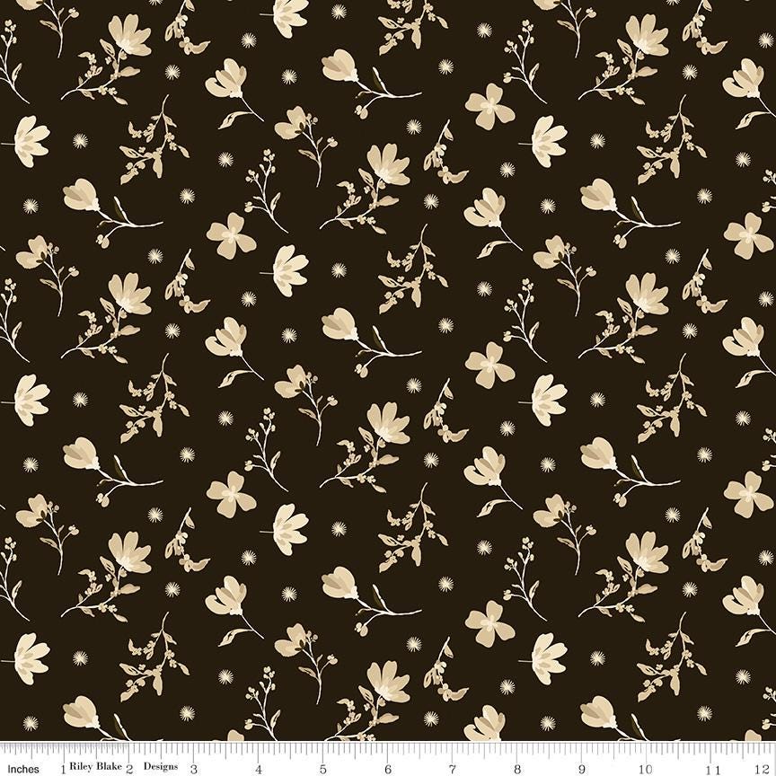 Morning Latte Rolie Polie, Riley Blake RP-16920-40, 2.5" Precut Brown Mint Rose Aqua Rust Floral Fabric Strips, Sandy Gervais