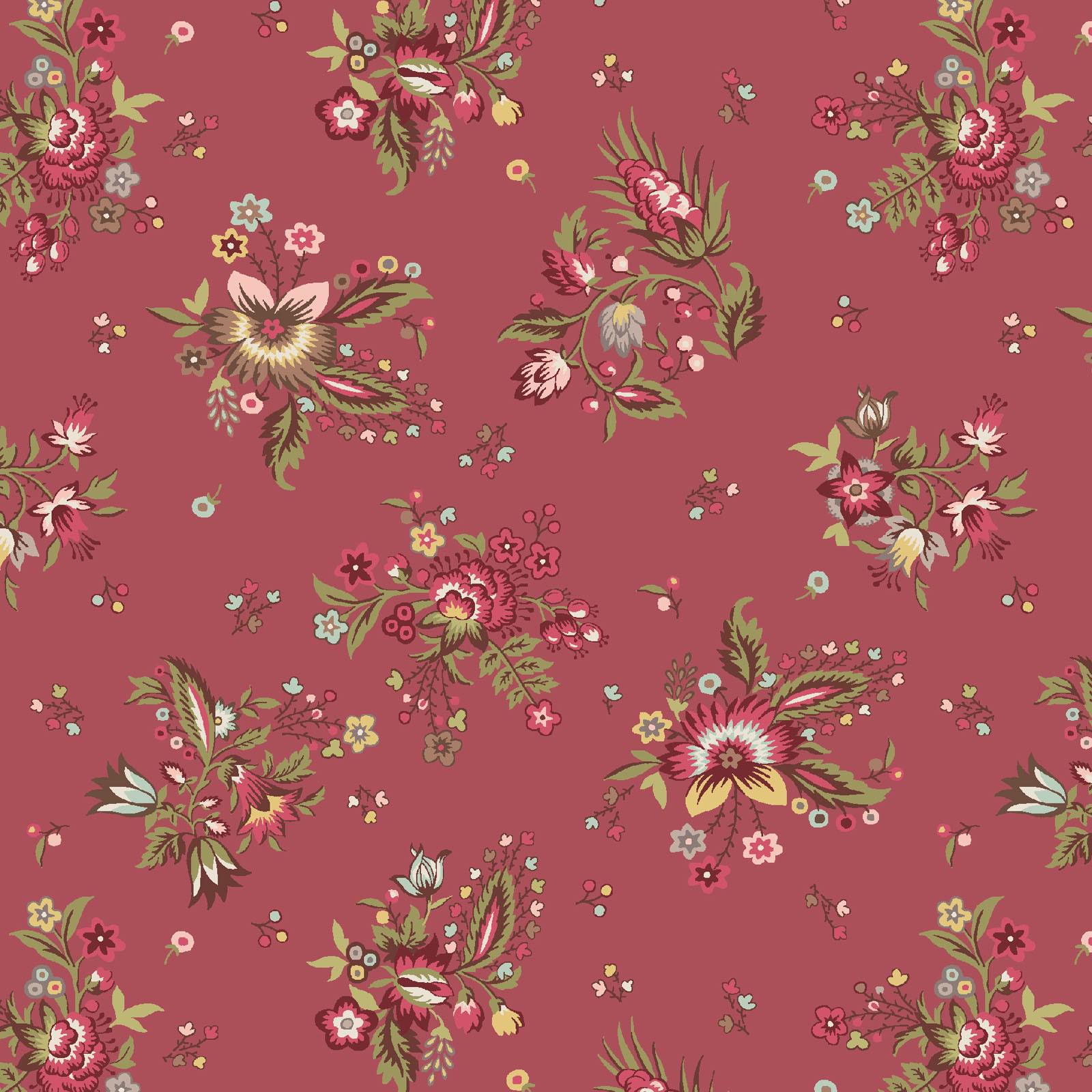 French Market 10" Squares, Maywood Studio SQ-MASFRMA, 10" Precut Purple Cream Brown Red Yellow Green Floral Fabric Squares