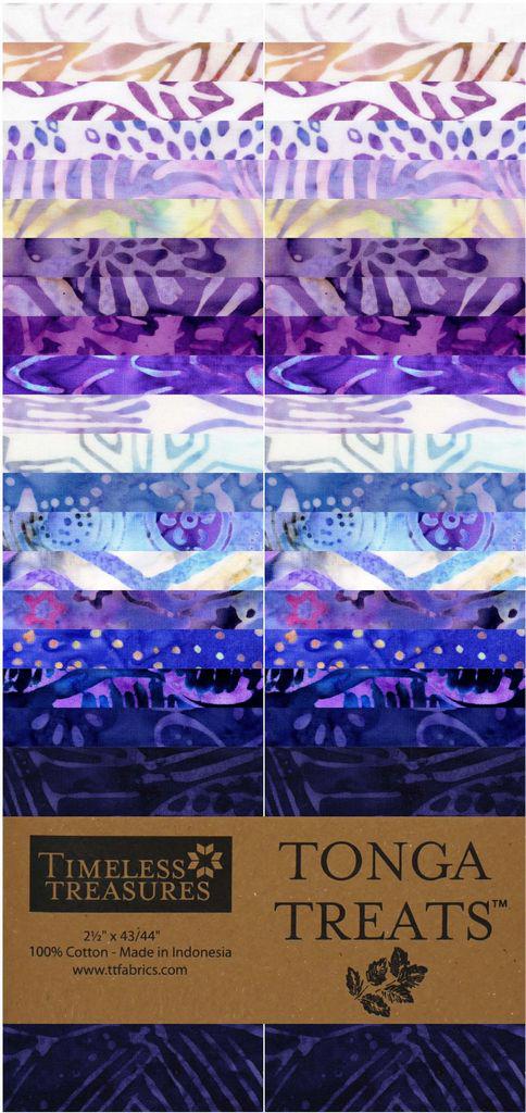 Tonga Lilac 2.5" Strips, Timeless Treasures Treat-Strip40 Lilac, 2.5" Precut Purple Blue White Batik Fabric Strips