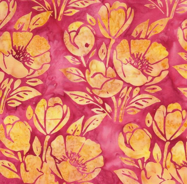 Hello Sunshine Strip Pack, Island Batik, 2.5" Precut Yellow Pink Orange Batik Jelly Roll Fabric Strips