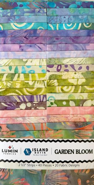 Garden Bloom Strip Pack, Island Batik, 2.5" Precut Purple Pink Green Blue Floral Batik Jelly Roll Fabric Strips