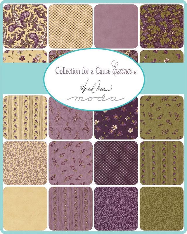 Collections for a Cause Essence 10" Layer Cake, Moda 46270PP, 10" Precut Purple Green Cream Brown Floral Paisley Fabric Squares, Marcus