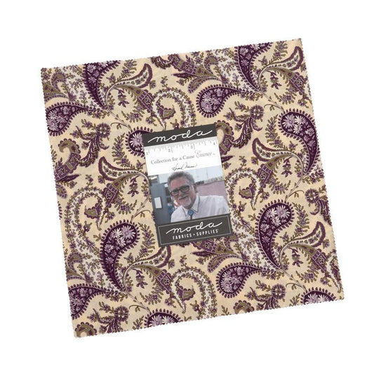 Collections for a Cause Essence 10" Layer Cake, Moda 46270PP, 10" Precut Purple Green Cream Brown Floral Paisley Fabric Squares, Marcus